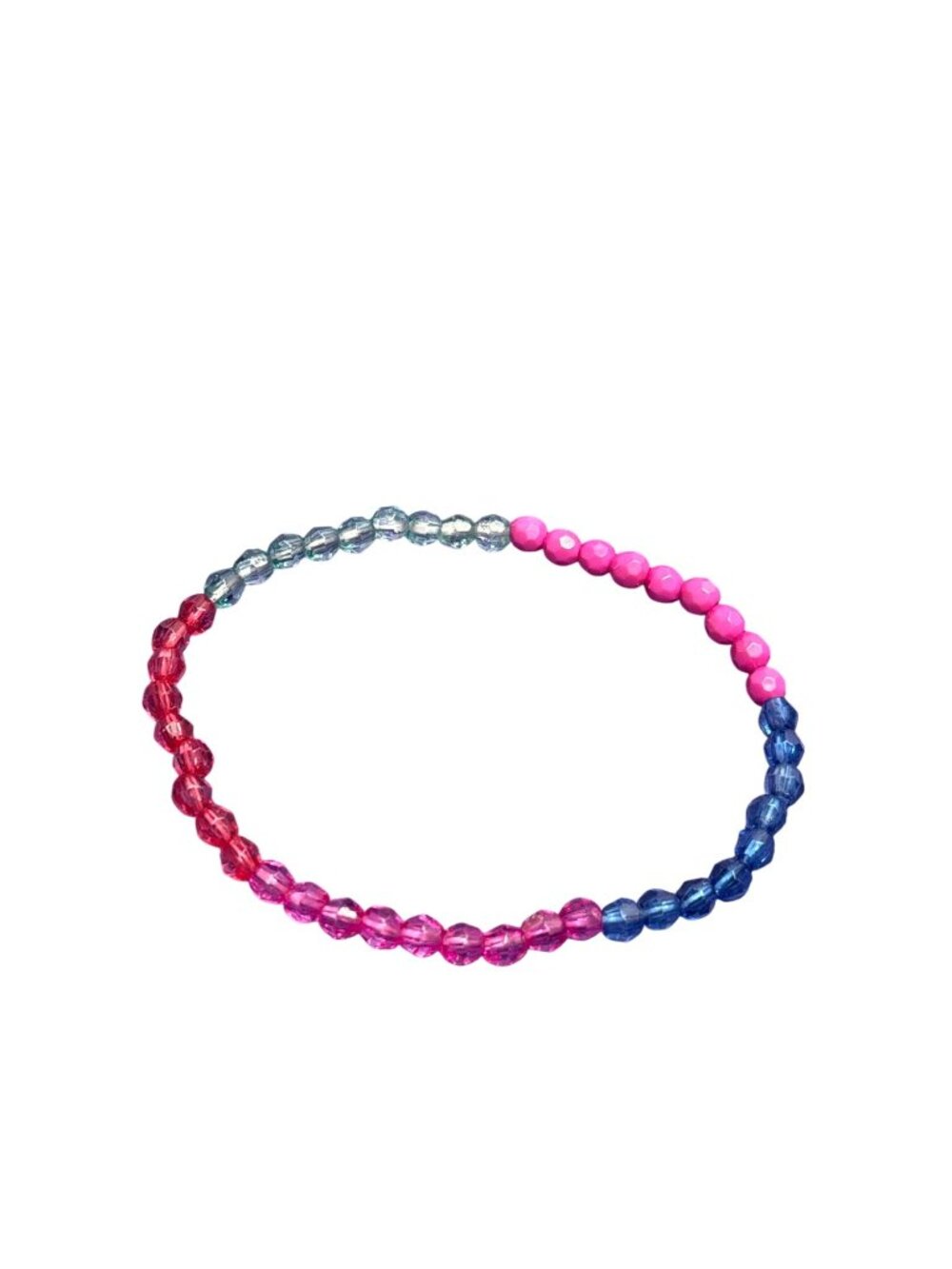 Colorful Plastic Faceted Seed Bead Stretchy Bracelet 6 inches Unstretched